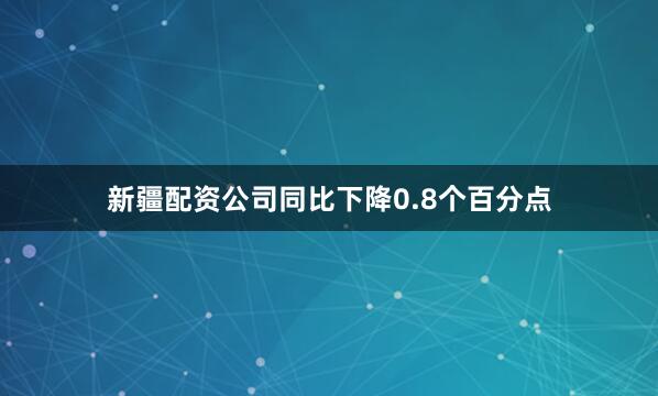 新疆配资公司同比下降0.8个百分点